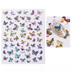 PSN Körömdíszítő matrica metálfényű színes pillangók ZD3707